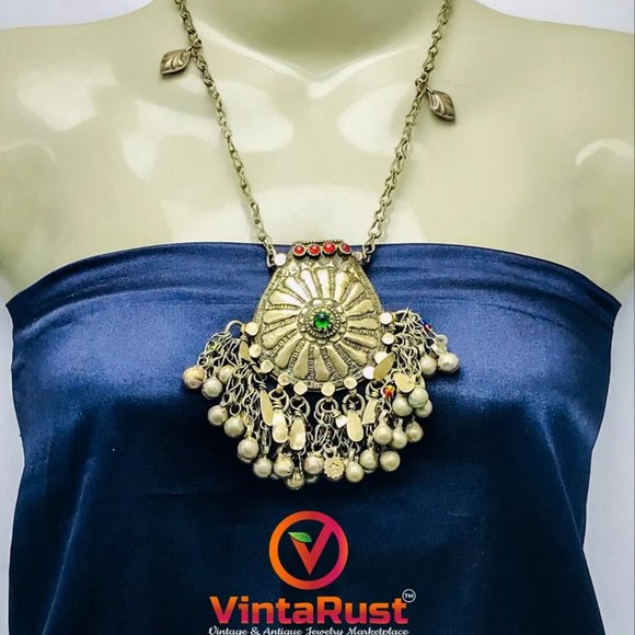 Vintage Massive Pendant, Afghan Kuchi Classic Pendant Necklace With Dangling - Picture 1 of 8